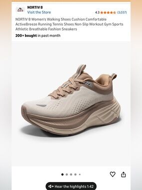 NORTIV 8 Women's Neutral Beige Athletic Walking Sneakers